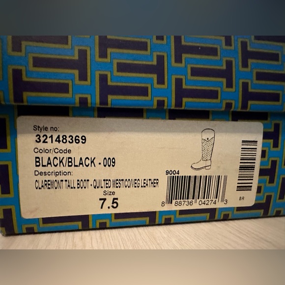 Tory Burch Claremont Quilted Vegan Leather Boot Size: 7.5 w/Gold Metal Details - Picture 7 of 13